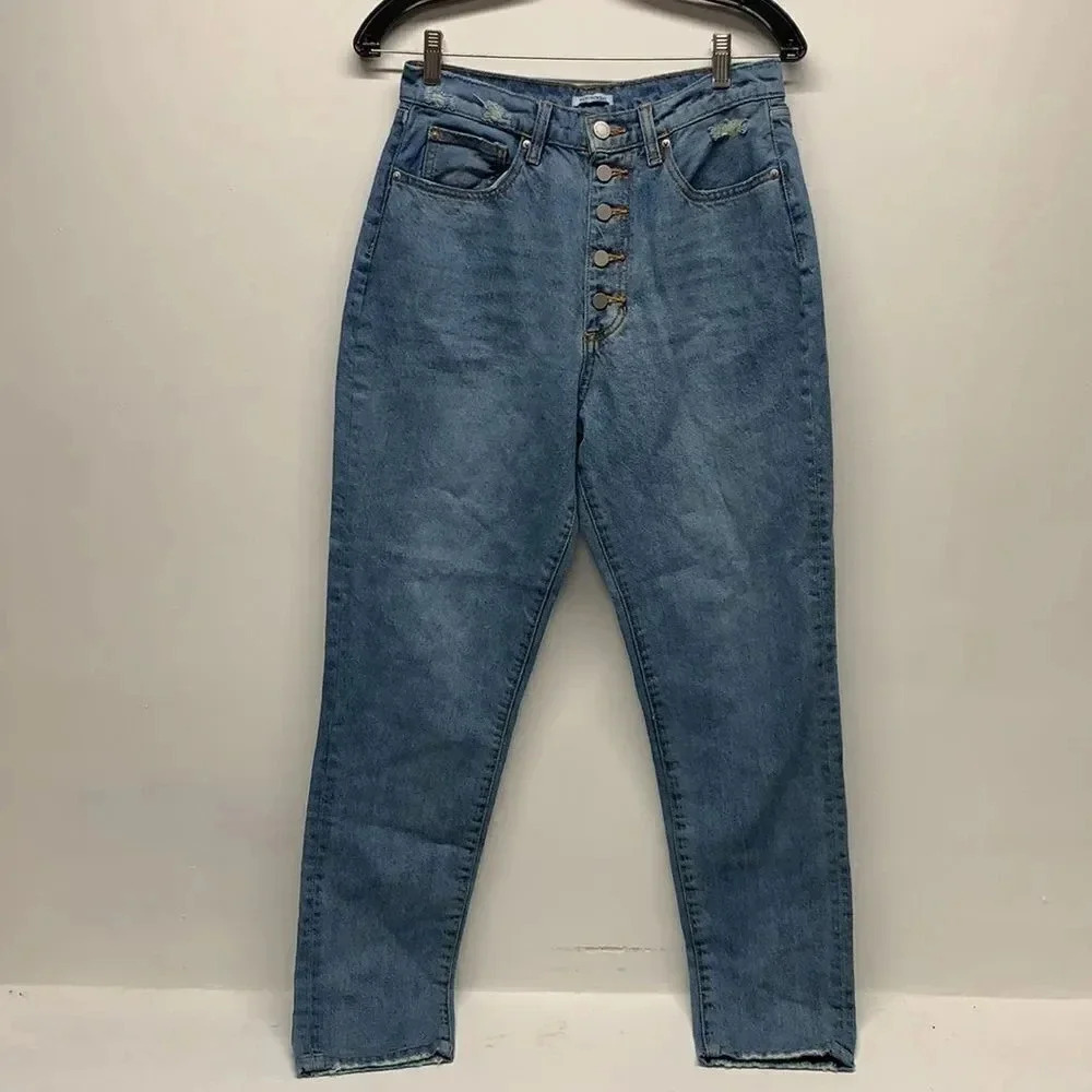 We Wore What Jeans Denim Mom Jean Boot Cut Button Fly Cotton Light Blue Size 29